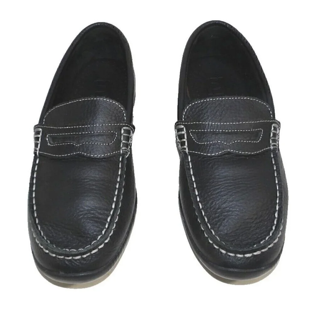 FOOTJOY black leather loafers, moccasins with red accents men's size 7 M